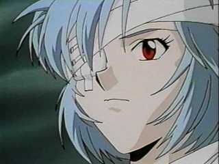 The enginmatic Ayanami Rei, still recovering from an earlier mishap.